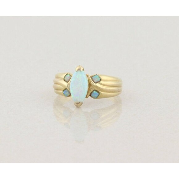 Gold over Sterling Silver Lab Created Opal Ring size 10 1/4 - Picture 5 of 7